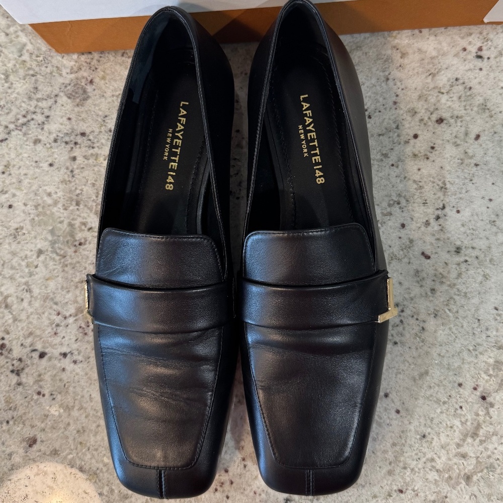 Lafayette 148 Eve Split Toe Black Leather Loafer - 8.5 - Picture 7 of 9
